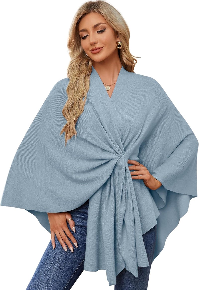 Puli Women's Elegant Shawl Wraps Soft Open Front Poncho Sweater for Spring Fall Winter - Image 1